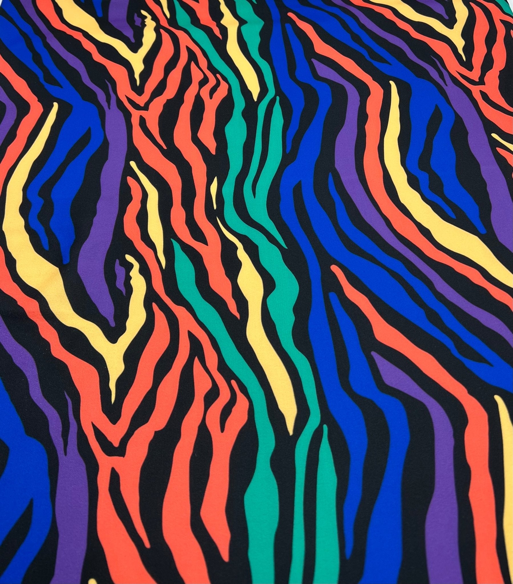 Bright Multi Animal Printed Scuba Crepe Jersey Fabric 4 Way Stretch - T9 Fabrics